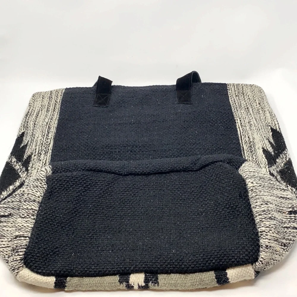 Panache Boho Aztec Woven Tote Bag With Pom Detail - Picture 4 of 10